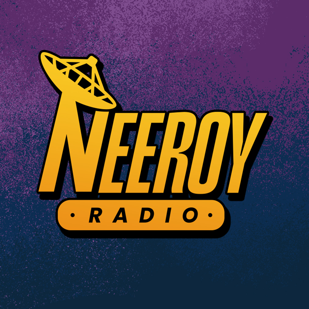 NeeRoy Radio gold logo on purple and navy artwork
